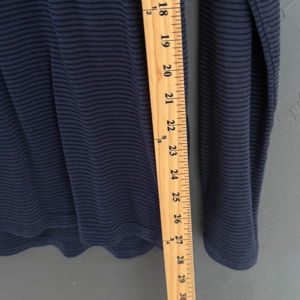 Nau Mens‎ Large Blue Striped Hemp Blend Long Sleeve Ribbed Henley Shirt - Picture 8 of 8